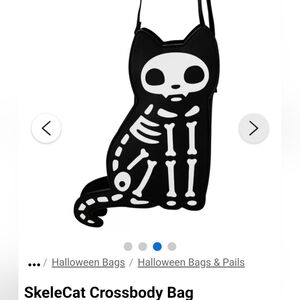 Black and White Skeleton Cat Crossbody Bag